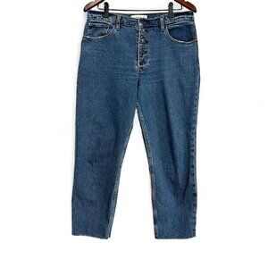 Abercrombie & Fitch Womens Jeans 30 / 10 Blue Denim Mom High Rise Raw Hem Crop